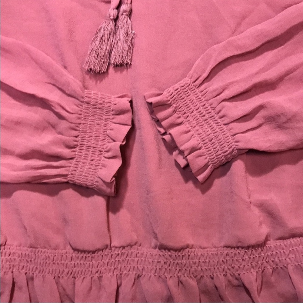 Universal Thread Bohemian Ruffle Smocked Sheer Blouse Mauve Var Sizes | NWT - Picture 4 of 7